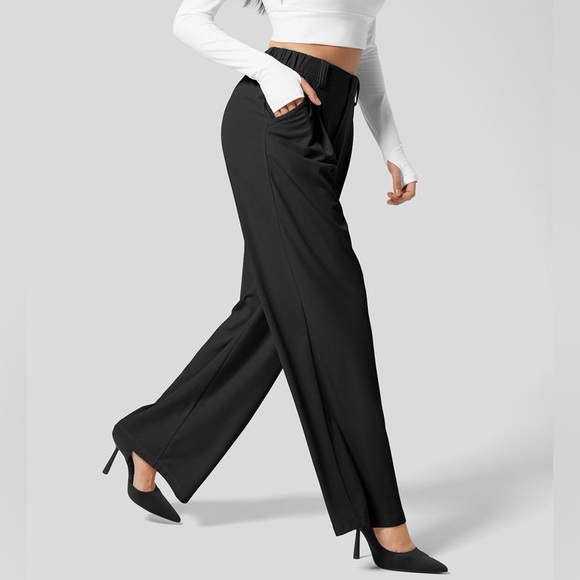 Halara REGULAR Length High Waisted Side Pocket Wide Leg Waffle Work NEW!!!🖤 - Picture 3 of 12